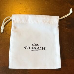 COACH White Drawstring Pouch with Black Logo